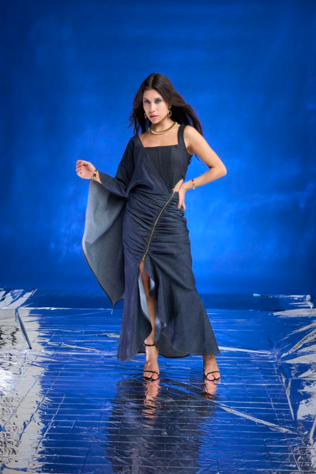 Indigo Fusion Drape Saree
